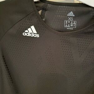 adidas Black Short Sleeve Performance Tee with White Logo - XS